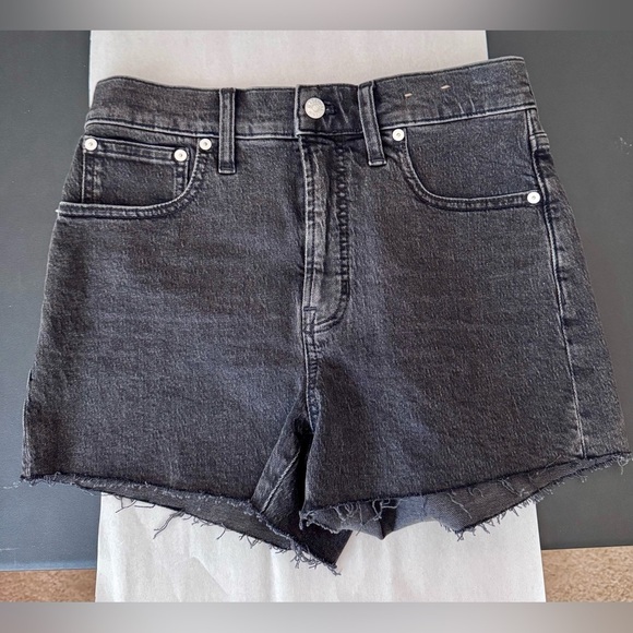 Madewell Women’s Perfect Jean Short Black High Waist Frayed Hem Size 27 - Picture 1 of 12